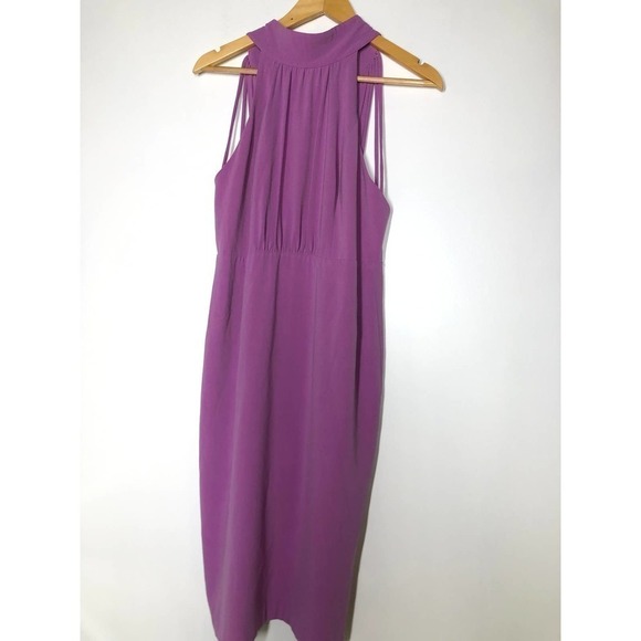 Halston Heritage Strip Back Dress Lilac 8 - Picture 3 of 15